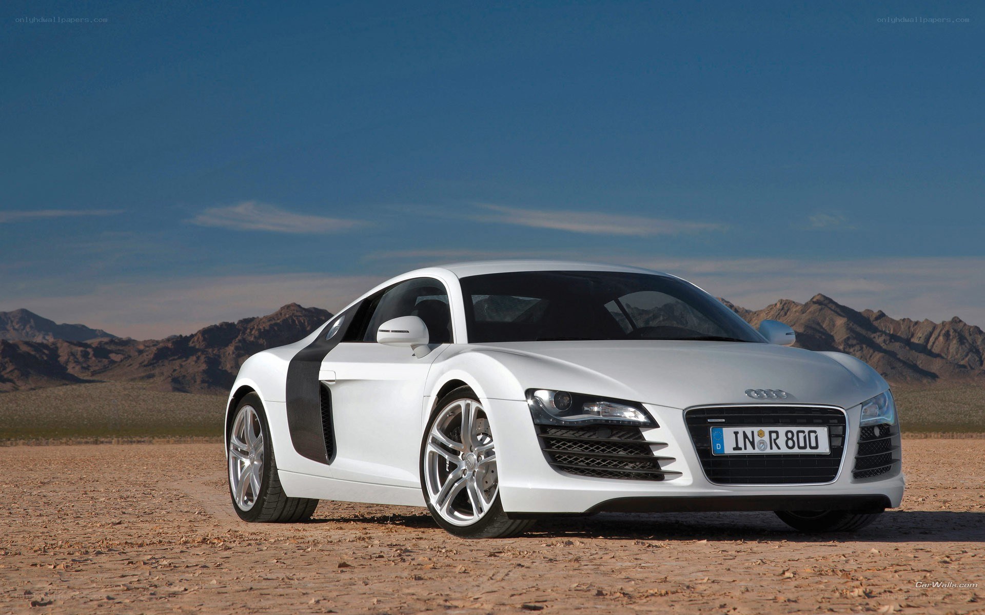White Audi R8 in desert
