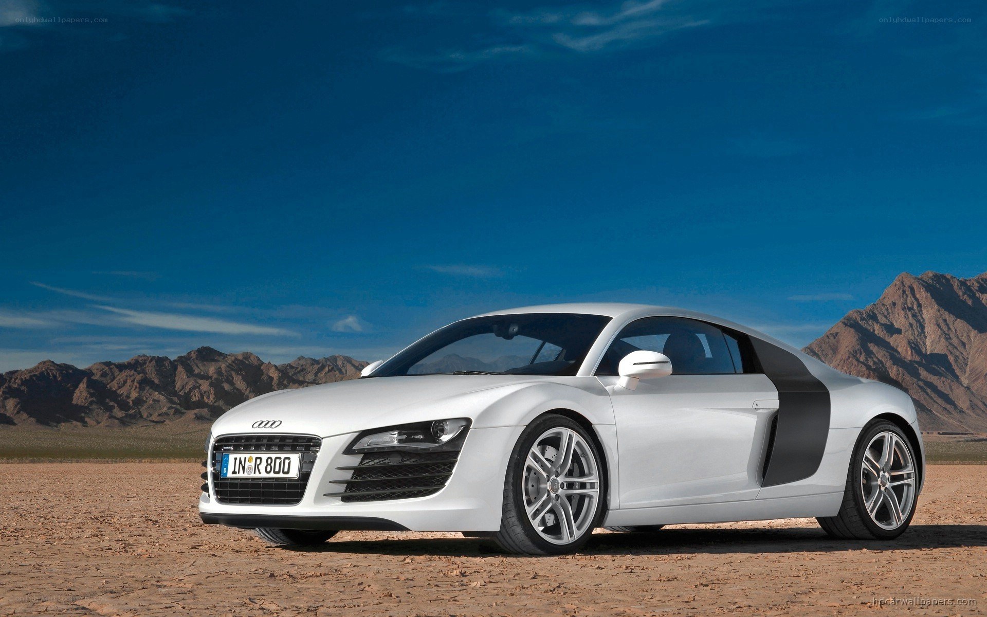 White Audi R8 in desert