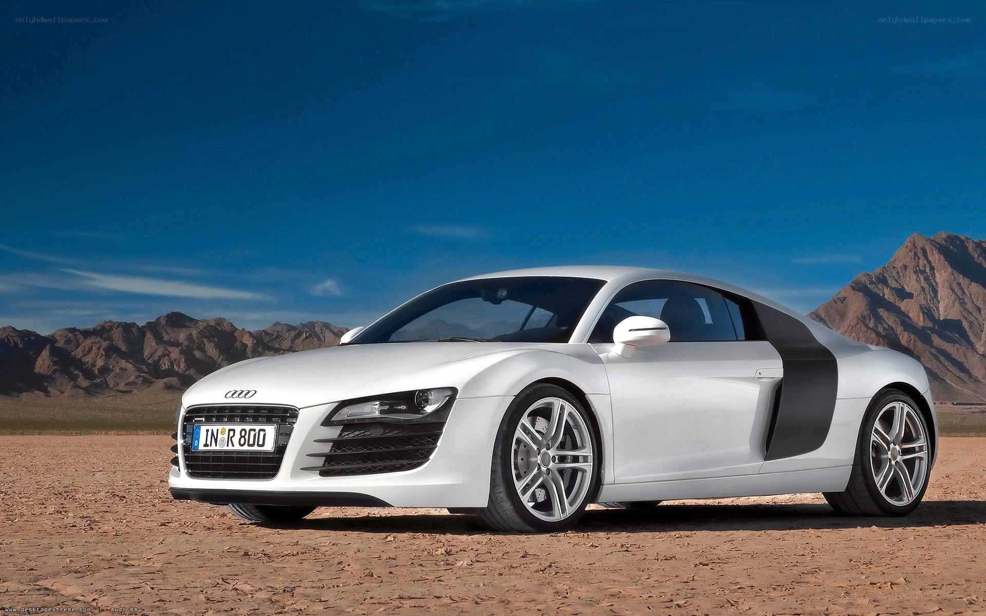 White Audi R8 in desert