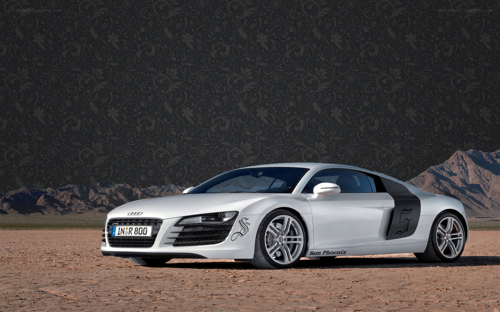 White Audi R8 in desert