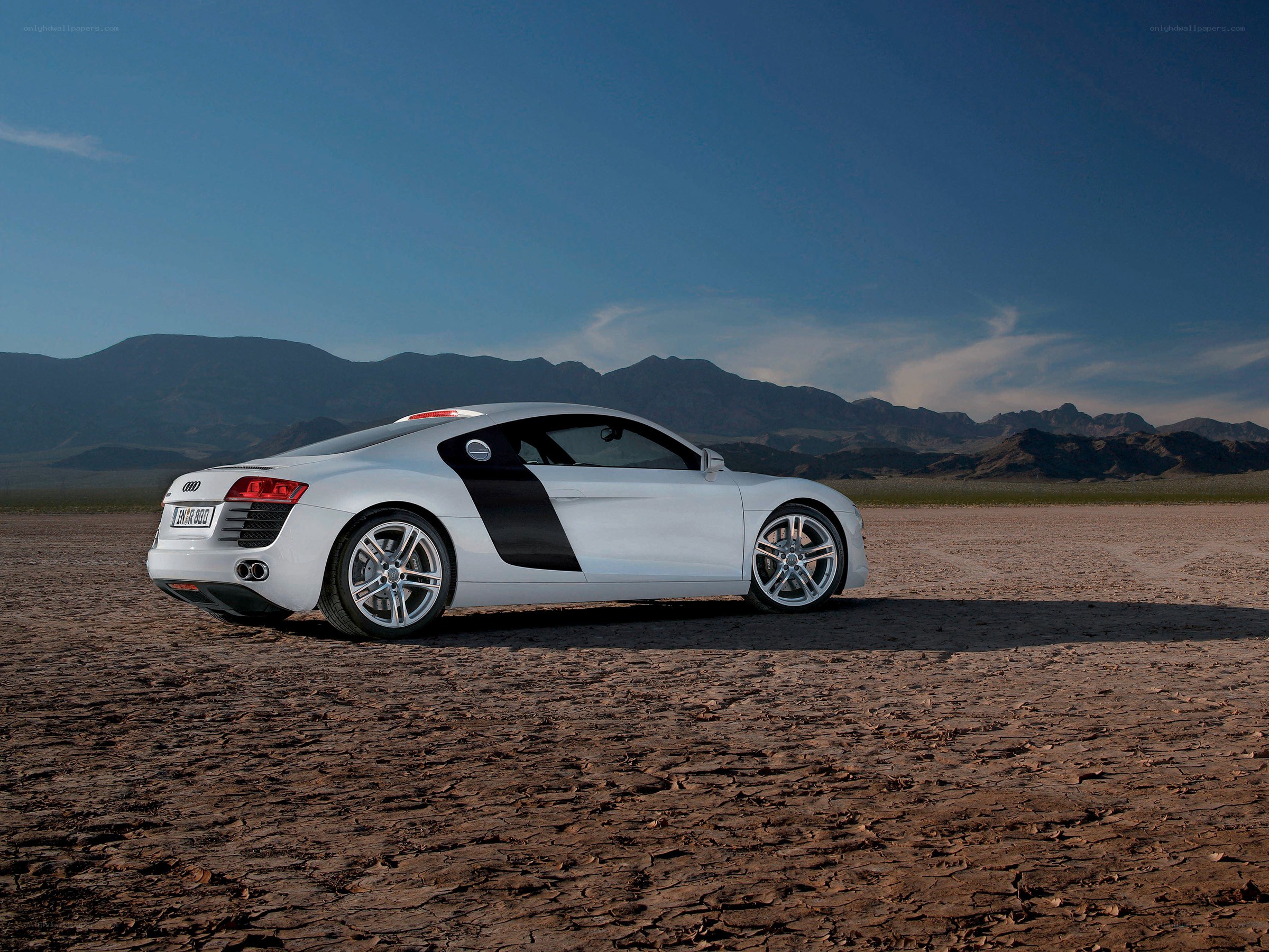 White Audi R8 in desert