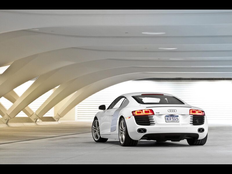 White Audi R8 in modern structure