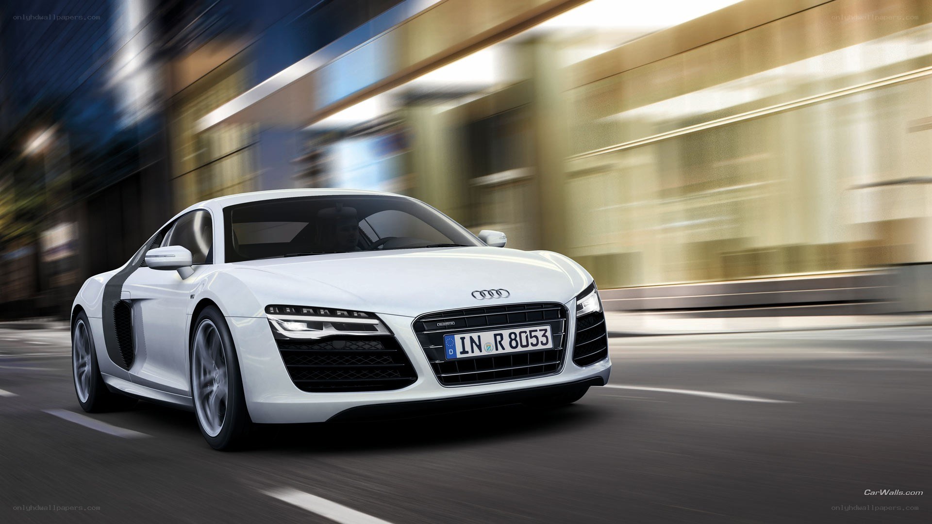 White Audi R8 in motion