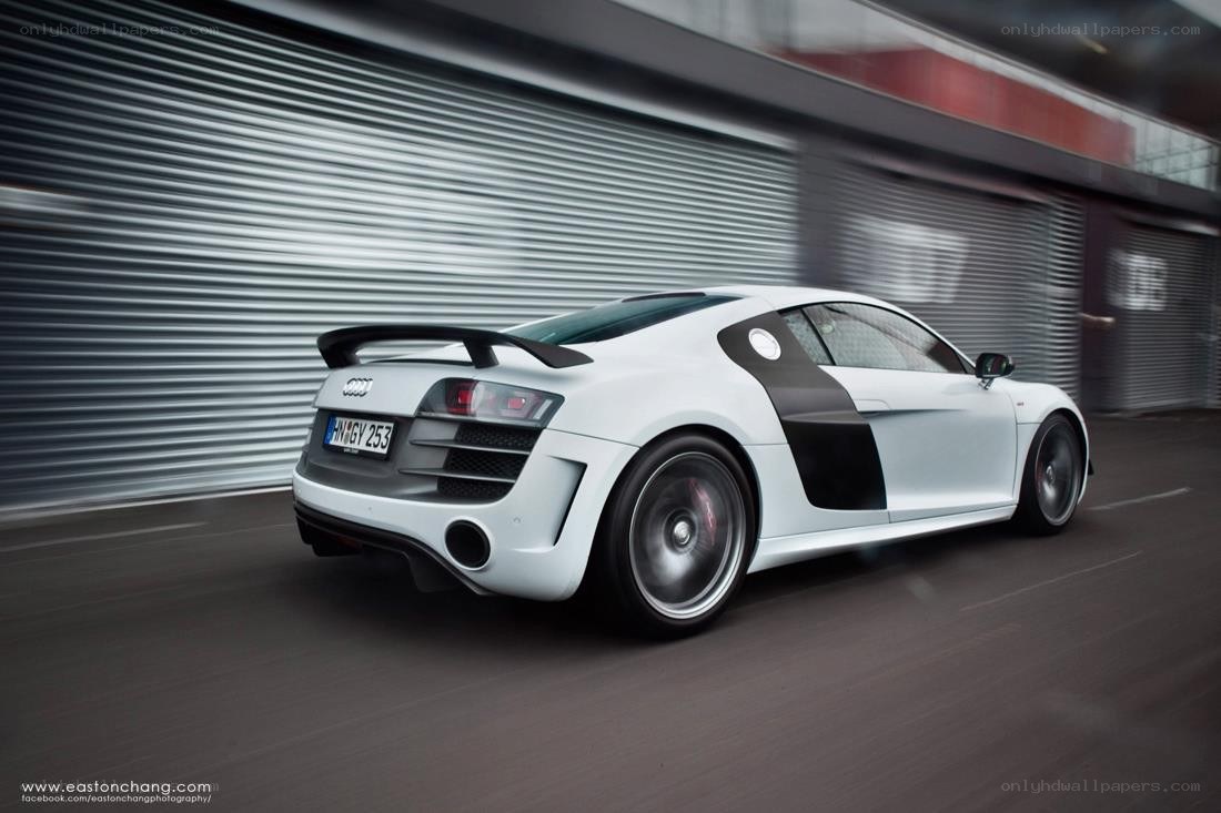 white audi r8 in motion