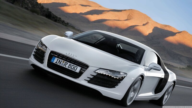 White Audi R8 on a desert road