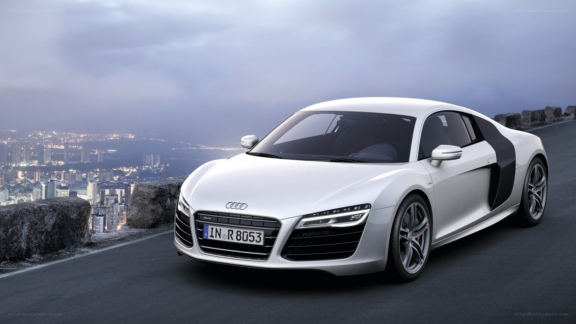 White Audi R8 on a mountain road