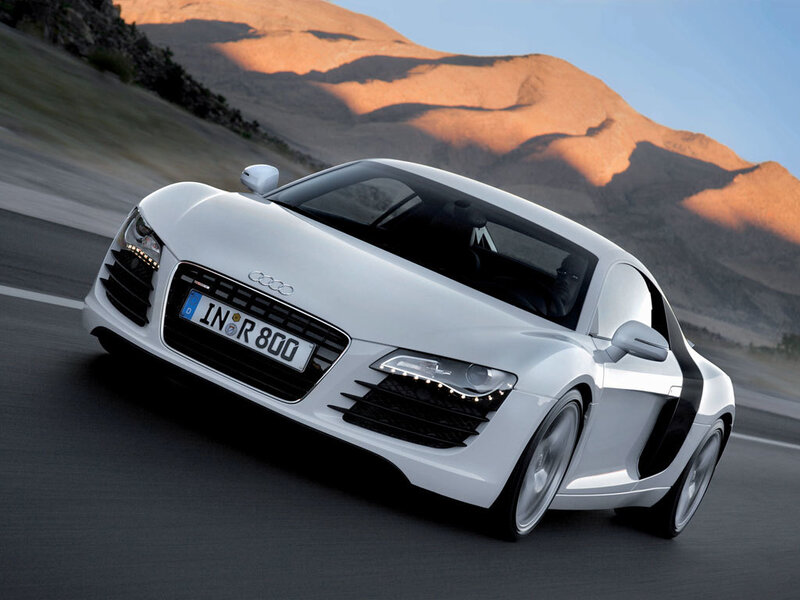 White Audi R8 on a mountain road