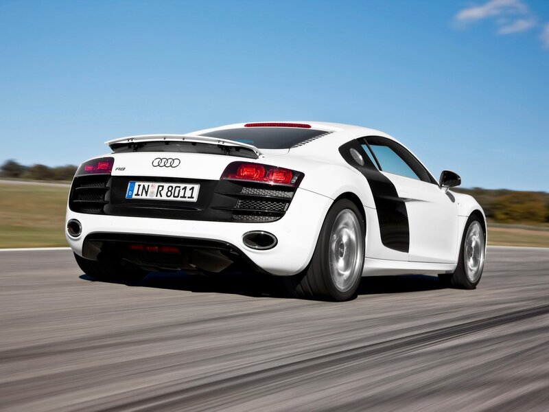 White Audi R8 on a racetrack