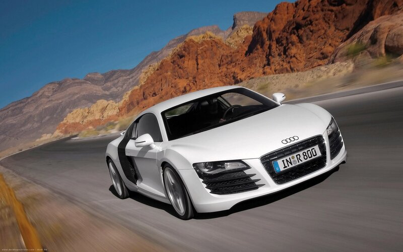 White Audi R8 on desert road