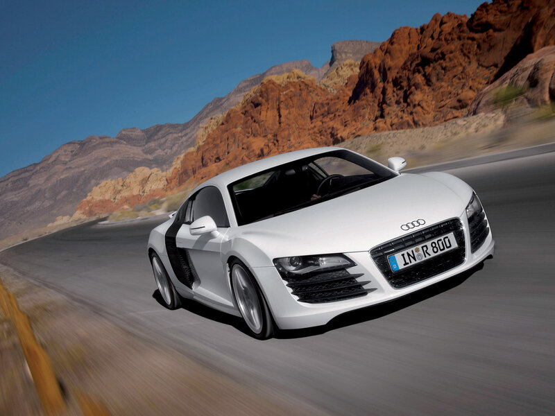 White Audi R8 on desert road