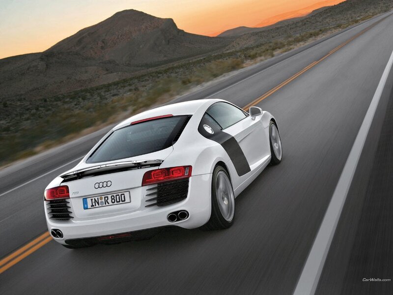 white audi r8 on desert road