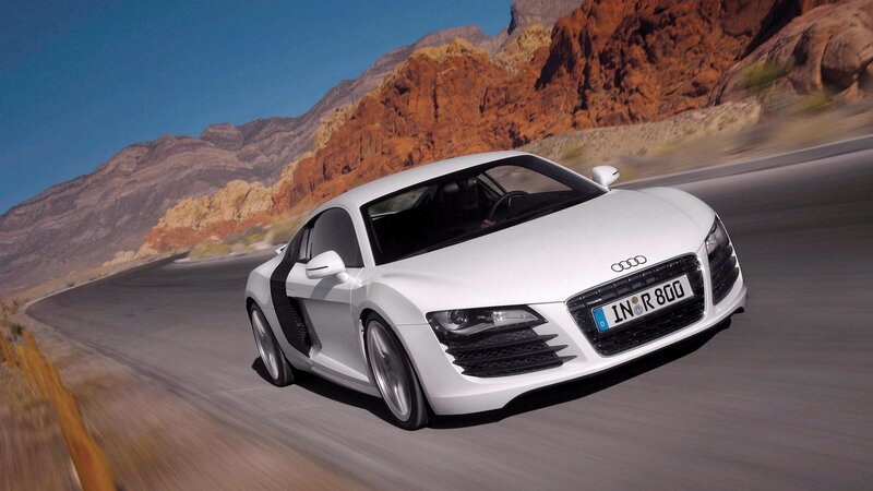 White Audi R8 on desert road