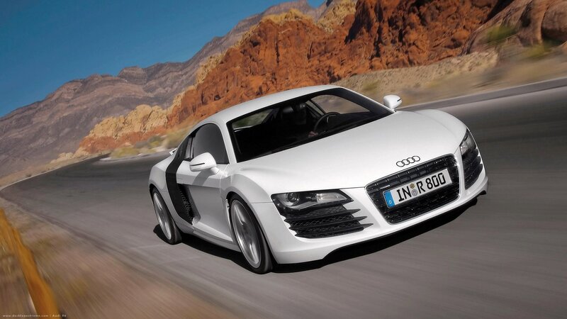 White Audi R8 on desert road