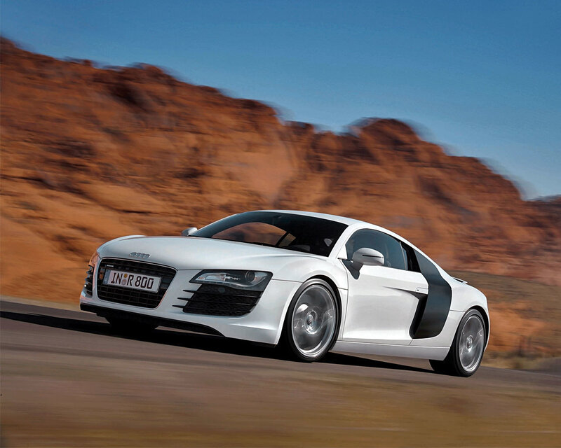 White Audi R8 on desert road