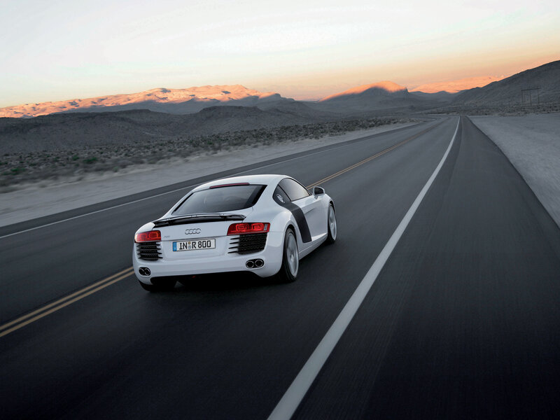 White Audi R8 on desert road
