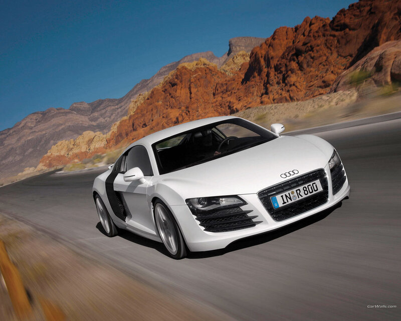 White Audi R8 on desert road