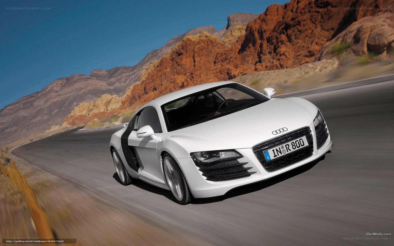 White Audi R8 on desert road