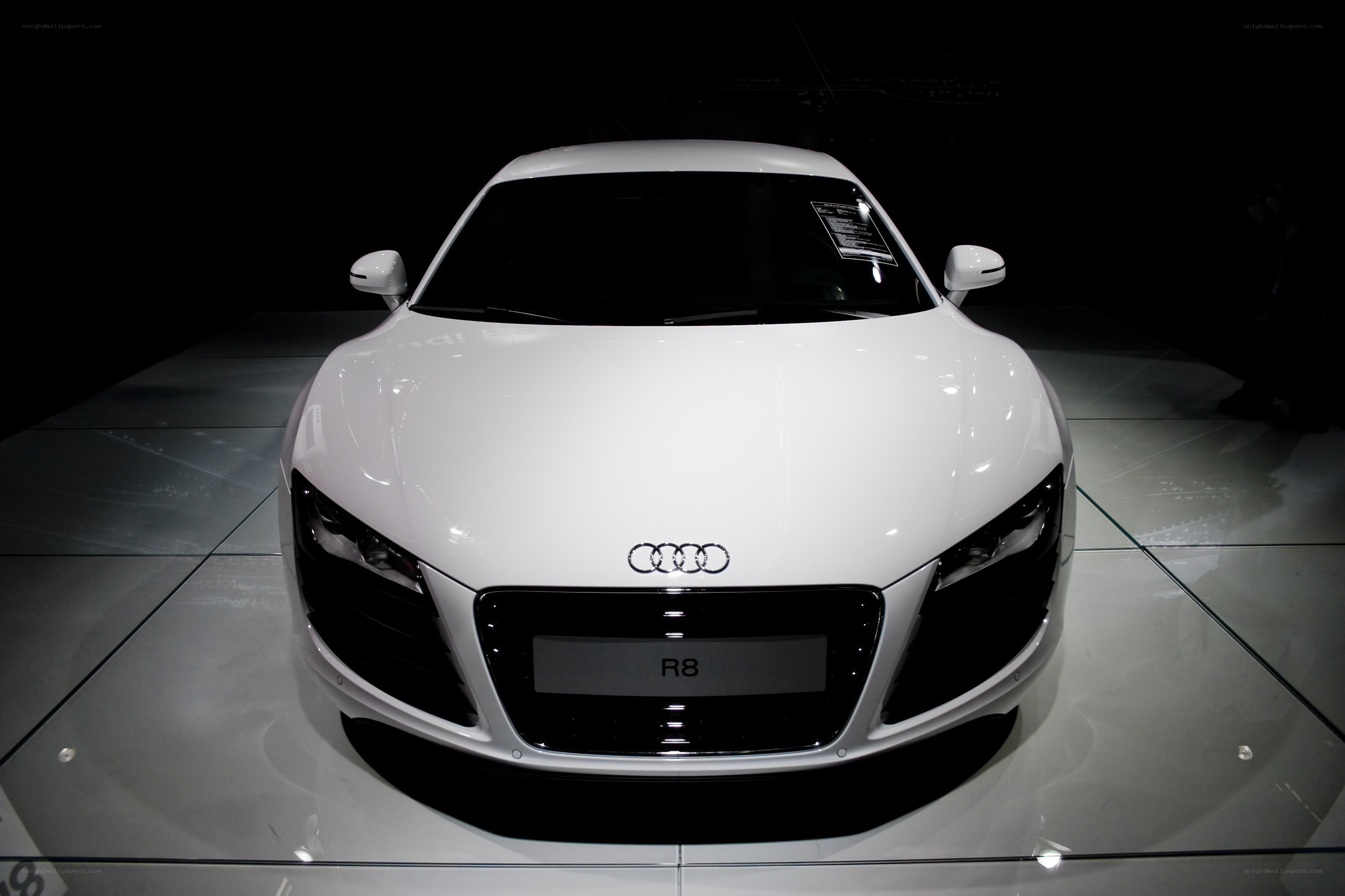 White Audi R8 on display