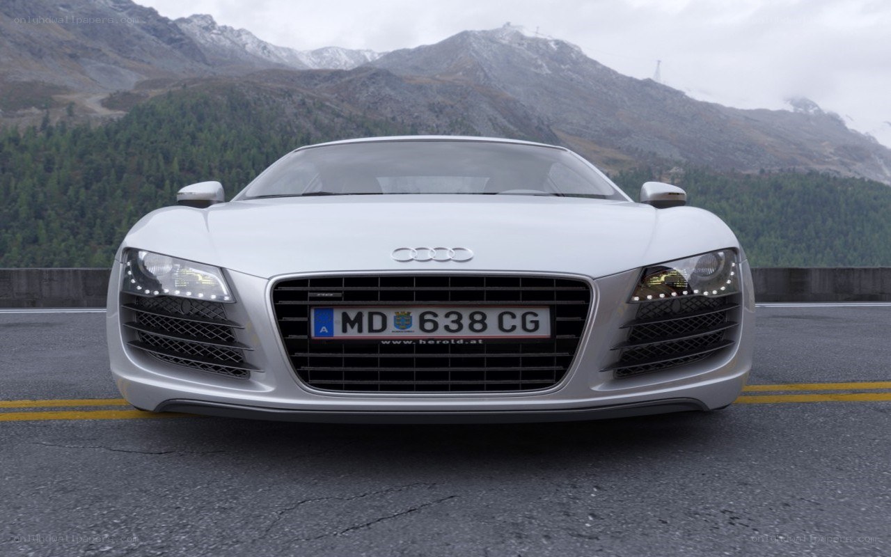 White Audi R8 on mountain road