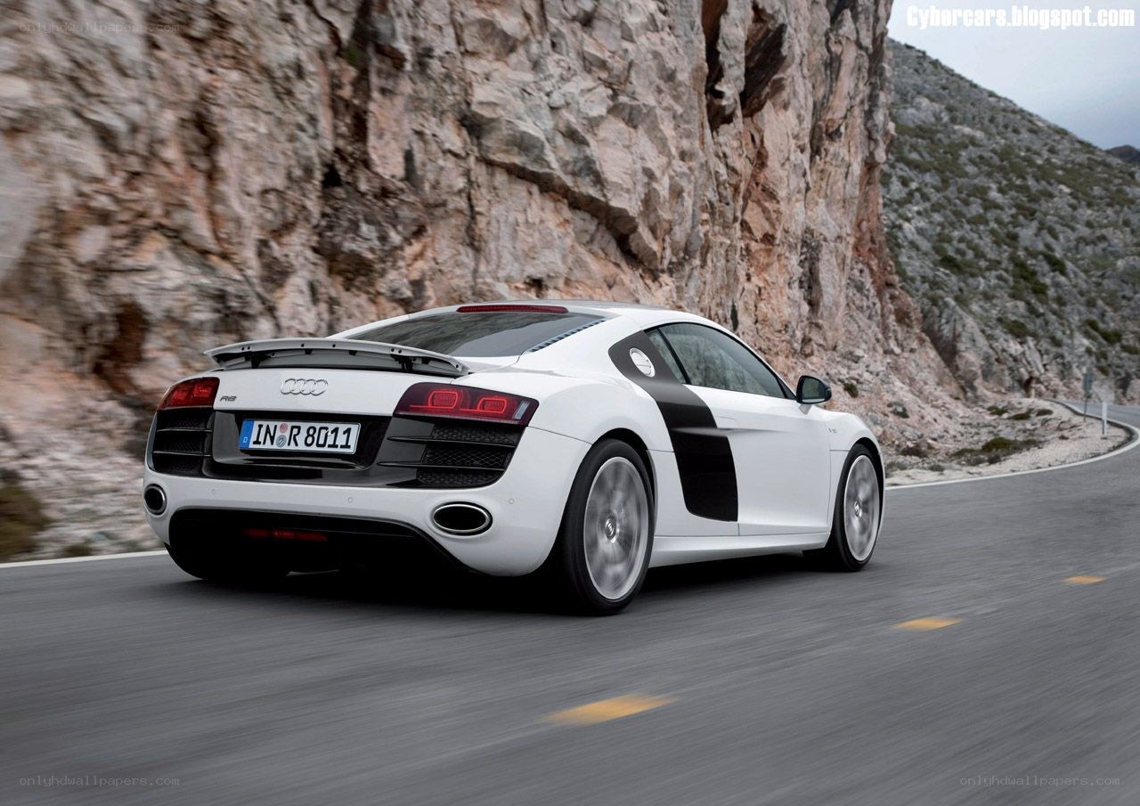 white audi r8 on mountain road
