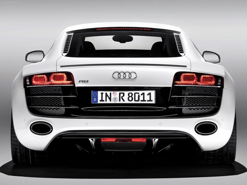 white audi r8 rear view