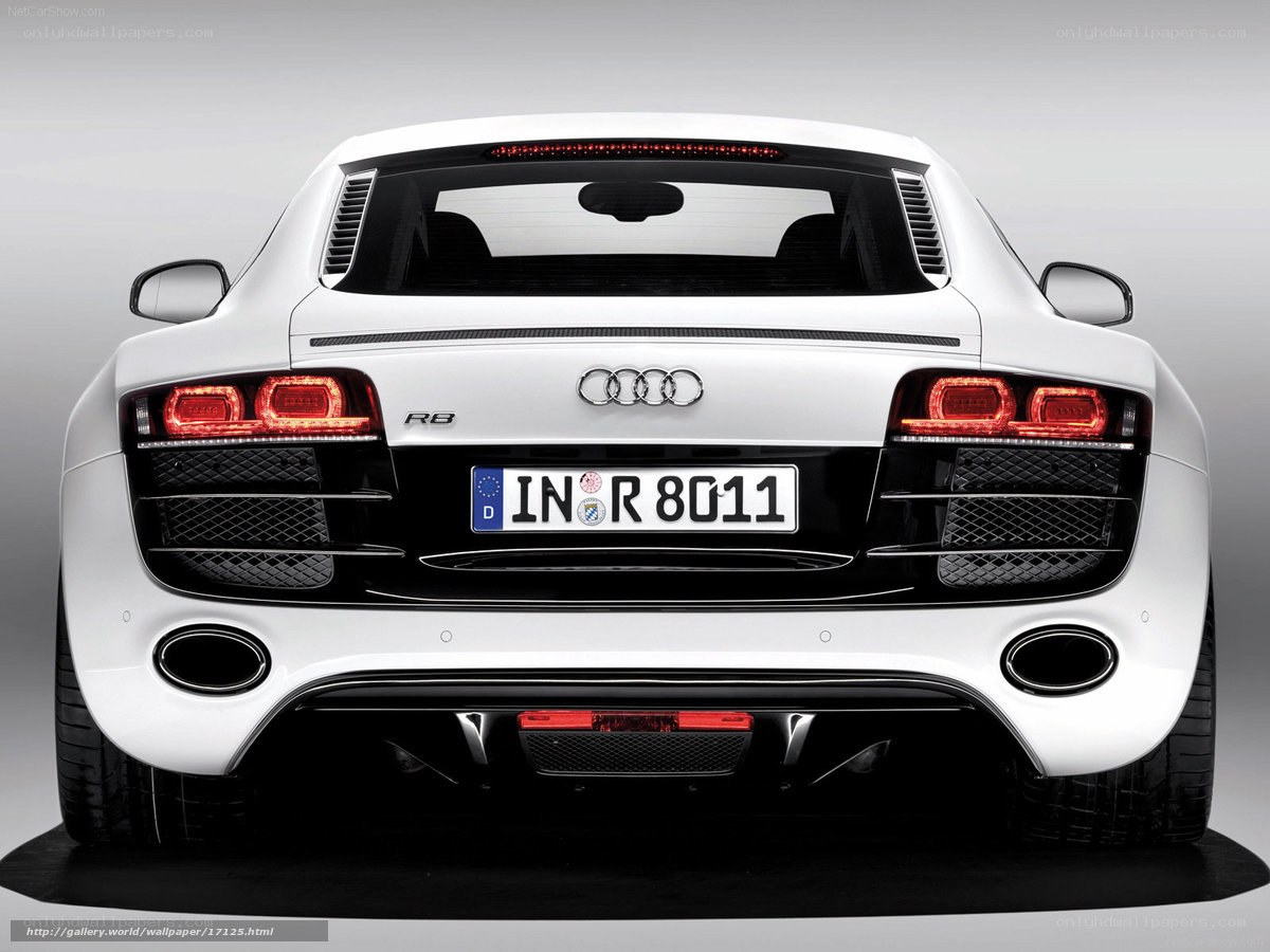 white audi r8 rear view