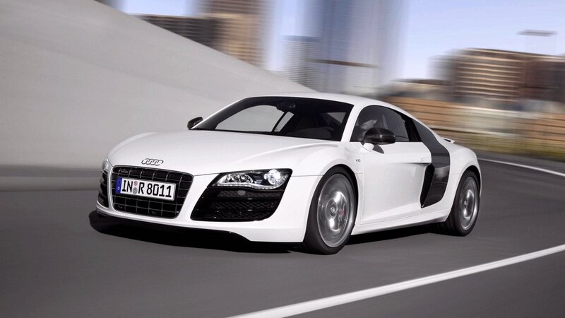 white audi r8 sports car