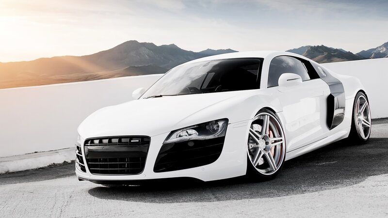 white audi r8 sports car