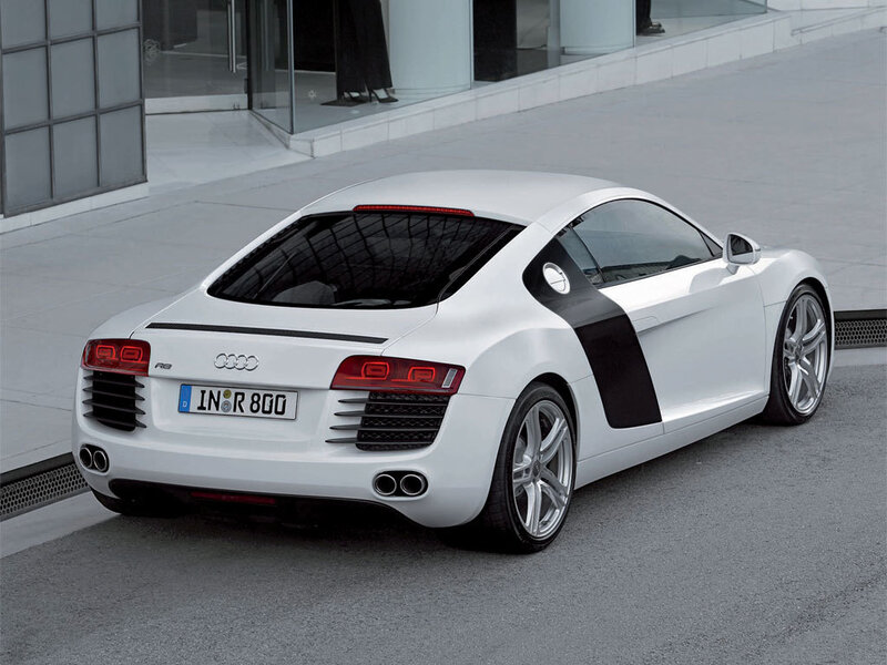 white audi r8 sports car