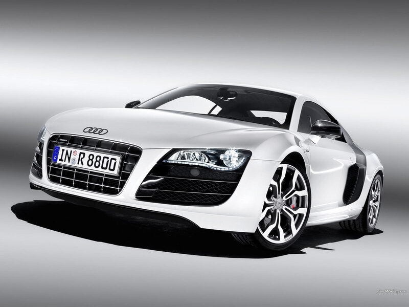 white audi r8 sports car