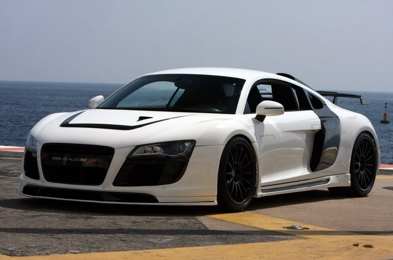 white audi r8 sports car