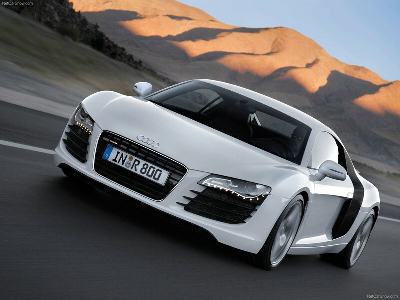 white audi r8 sports car