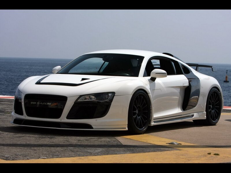 white audi r8 sports car