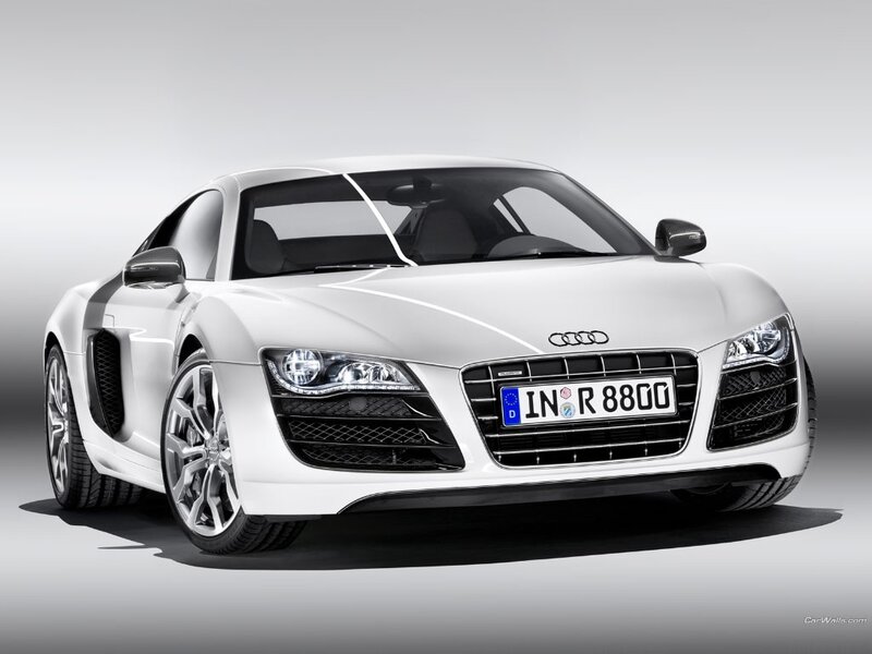 white audi r8 sports car