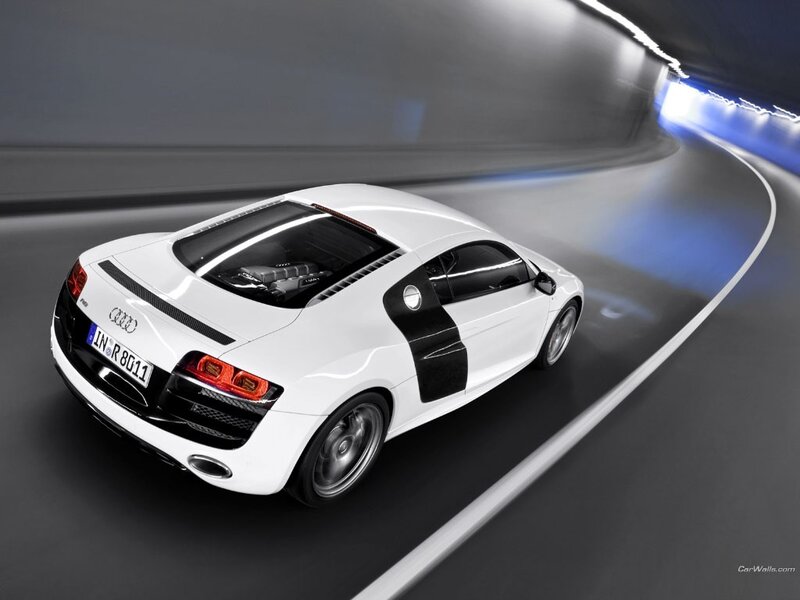 white audi r8 sports car