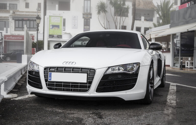 White Audi R8 Sports Car — Calm, Morning