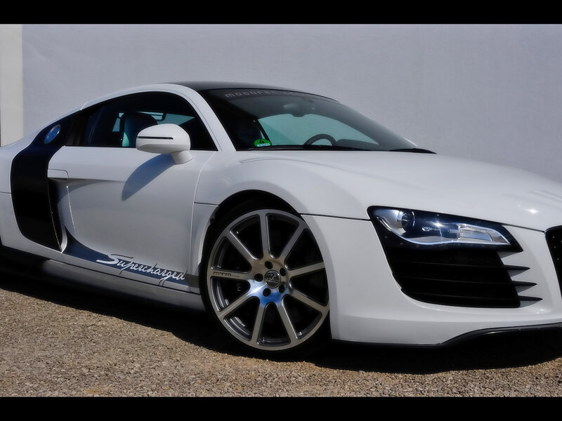 White Audi R8 Sports Car — Dramatic, Afternoon, Photograph, Wheel