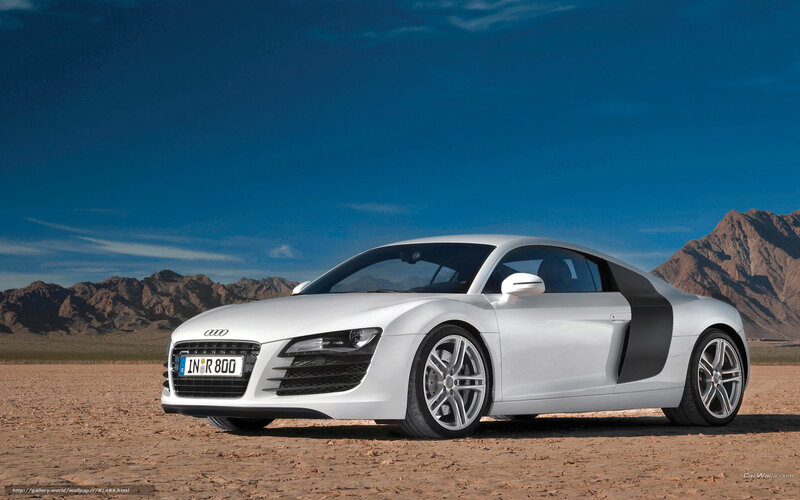 White Audi R8 Sports Car — Dramatic, Afternoon