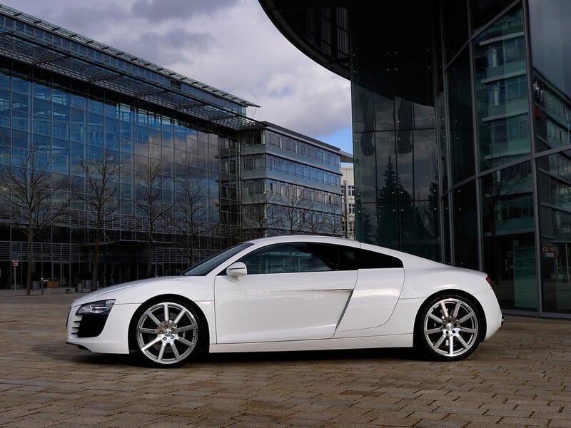 White Audi R8 Sports Car — Dramatic, Autumn