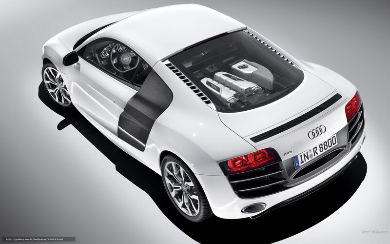 White Audi R8 Sports Car — Dramatic, Photograph, Engine