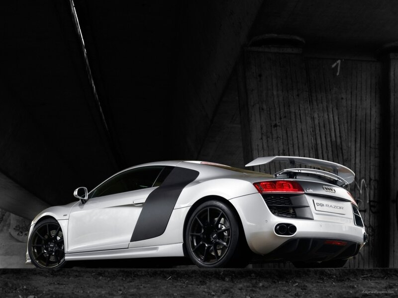 White Audi R8 Sports Car — Dramatic, Photograph, Tunnel