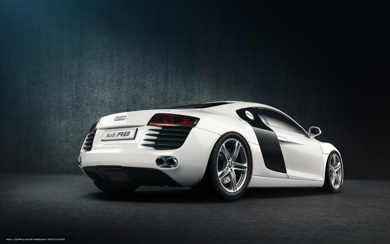 White Audi R8 Sports Car — Dramatic, Photograph, Wall