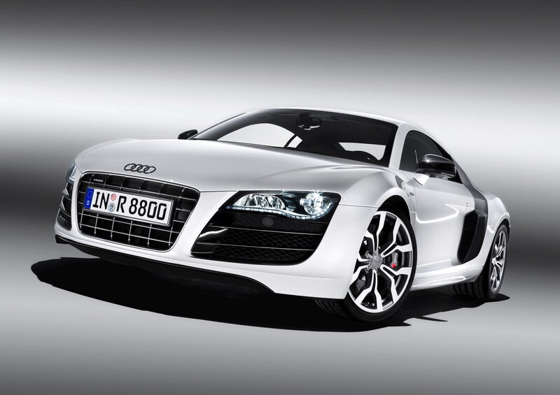 White Audi R8 Sports Car — Dramatic