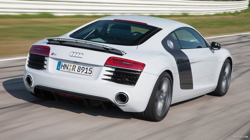 White Audi R8 Sports Car — Dynamic, Afternoon, Photograph, Race Track, License Plate