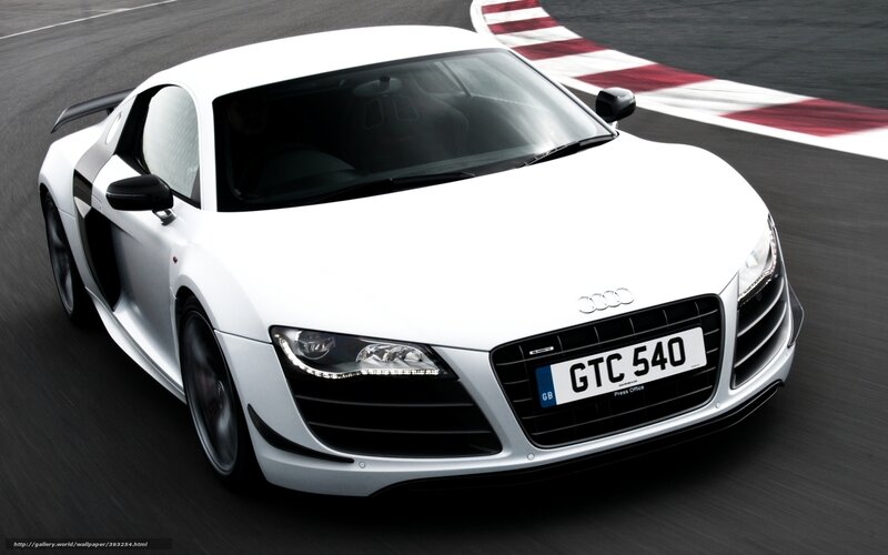 White Audi R8 Sports Car — Dynamic, Photograph, Race Track