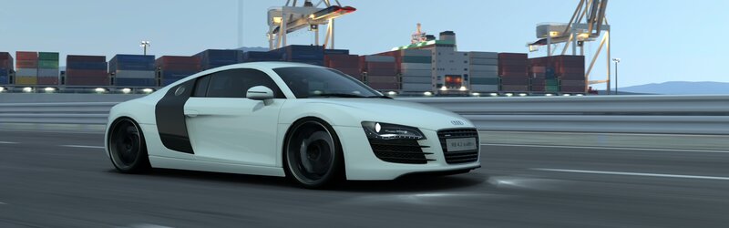 White Audi R8 Sports Car — Dynamic, Sunset, 3d Render