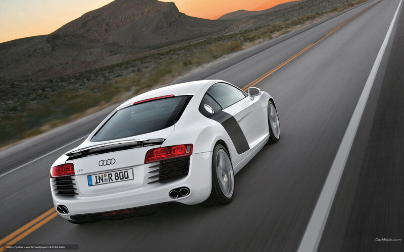 White Audi R8 Sports Car — Dynamic, Sunset