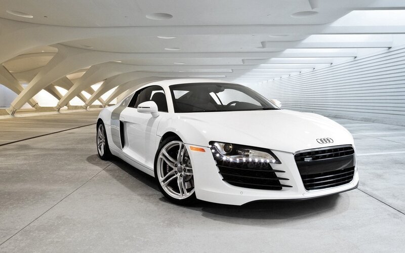 White Audi R8 Sports Car — Modern, Photograph, Tunnel