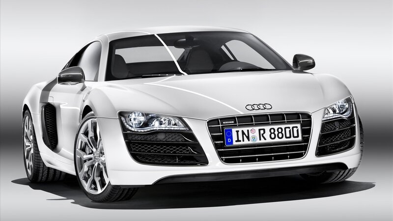 White Audi R8 Sports Car — Neutral, Photograph, Grille