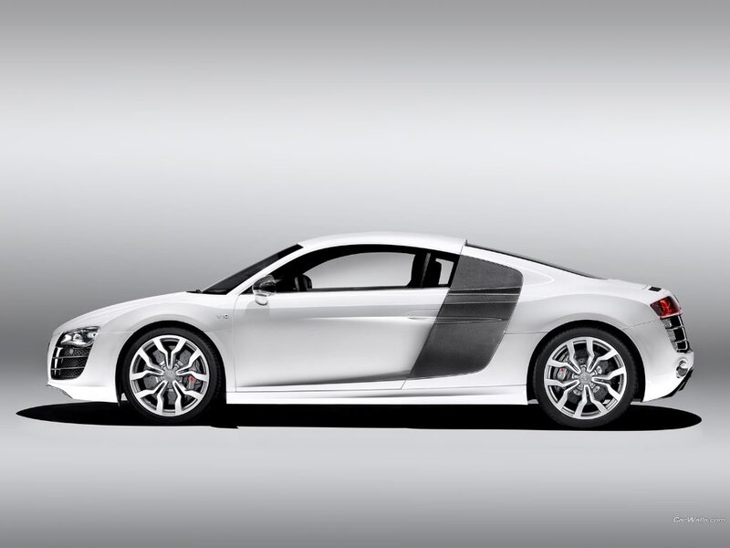 White Audi R8 Sports Car — Neutral, Photograph, Wheels, Side Profile